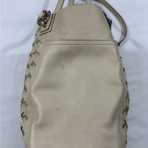 Coach North South Woven Leather Tote Bag Cream Shoulder Bag F10798 - Picture 15 of 15